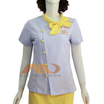 Đồng phục nhân viên trắng phối vàng AS0071