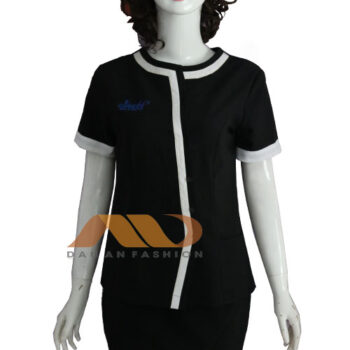 Đồng phục nhân viên đầm đen viền trắng