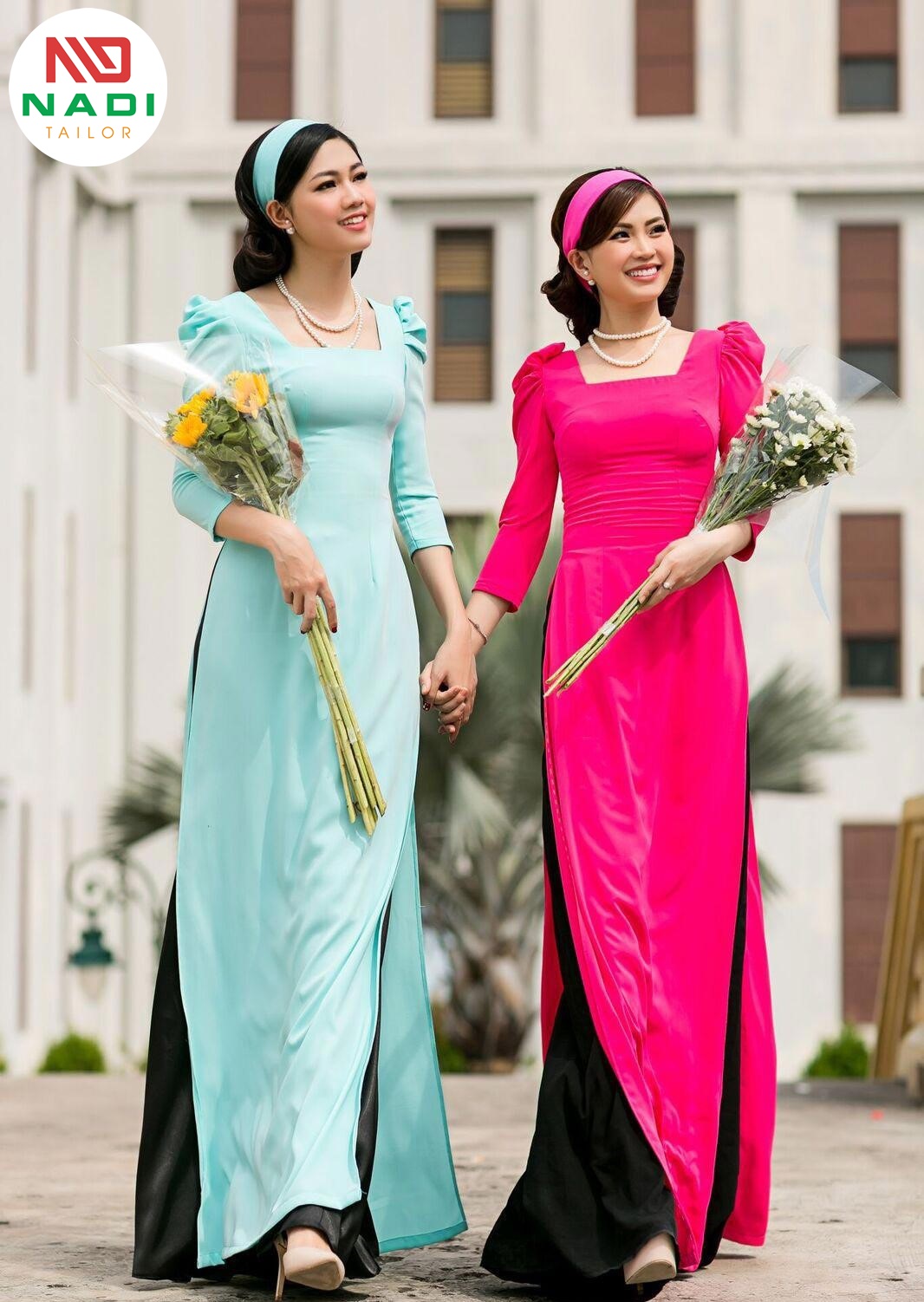 Áo Dài Đồng Phục Công Sở Đẹp - Kinh Nghiệm Đặt May Áo dài cổ vuông