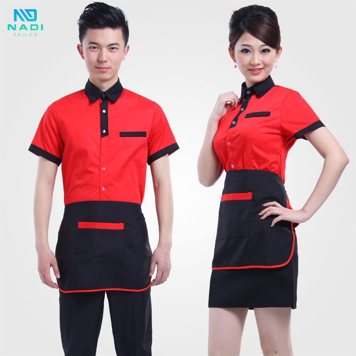 Trang trí cửa hàng với đồng phục nhân viên mang sắc màu Giáng sinh Trang trí cửa hàng với đồng phục nhân viên mang sắc màu Giáng sinh