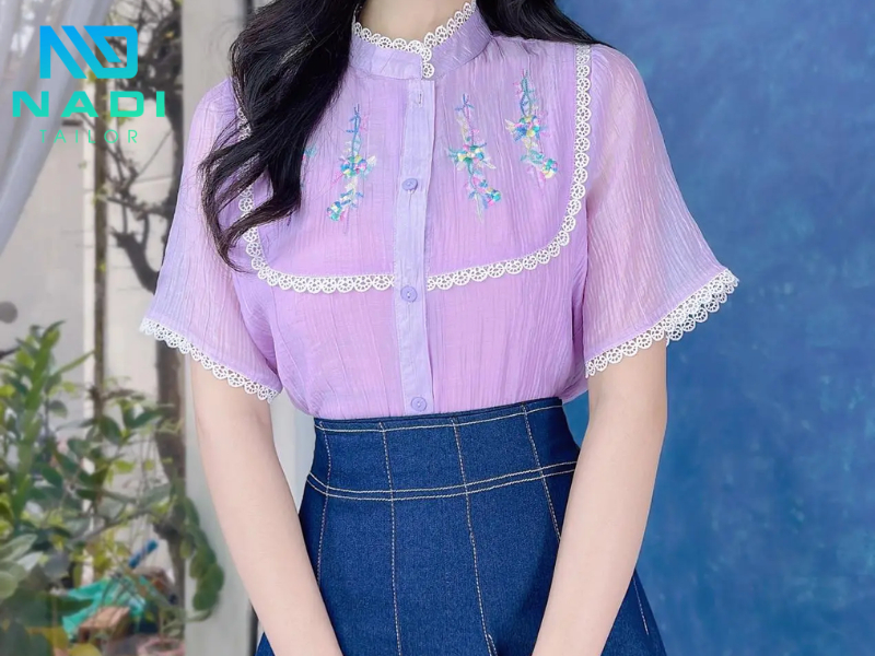 Áo kiểu thêu tay