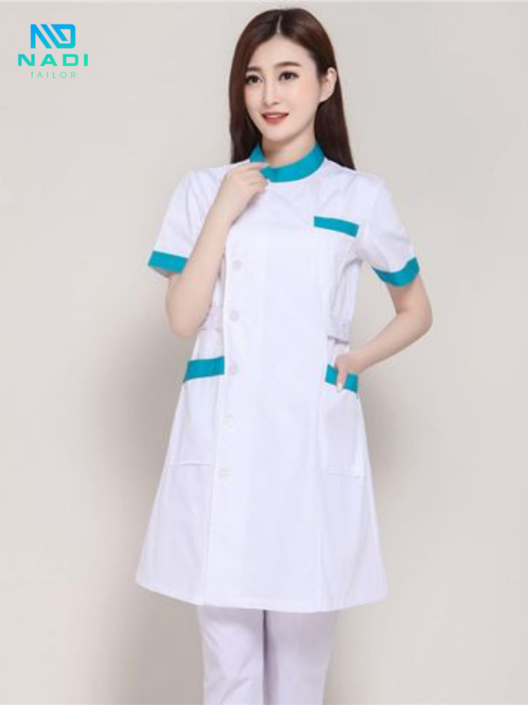 Mẫu áo điều dưỡng nữ tay dài, túi đôi
