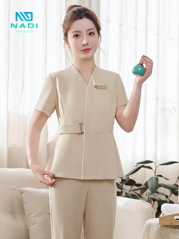 Xưởng may đồng phục spa Hàn Quốc cao cấp, trẻ trung, hiện đại