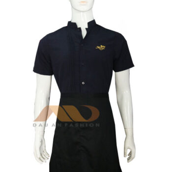 Đồng Phục Bếp Toàn Thân Màu Đen Cổ Tàu