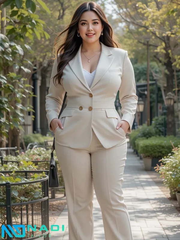 Quần tây công sở nữ big size phối cùng áo blazer là lựa chọn hoàn hảo
