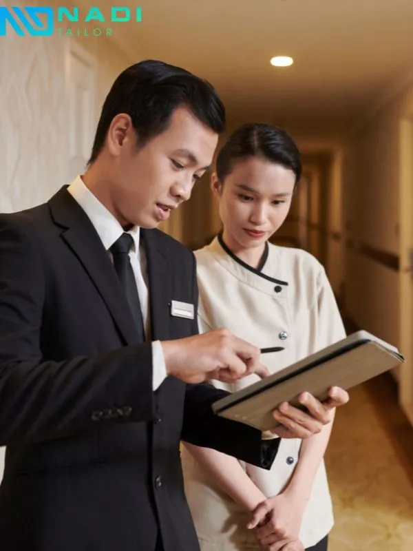 Áo polo đồng phục phối logo khách sạn