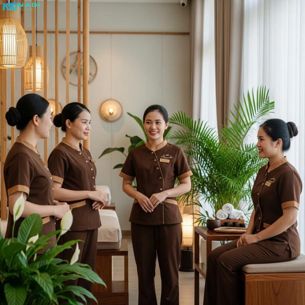 Lựa chọn chất liệu đồng phục spa màu nâu phù hợp Lựa chọn chất liệu đồng phục spa màu nâu phù hợp