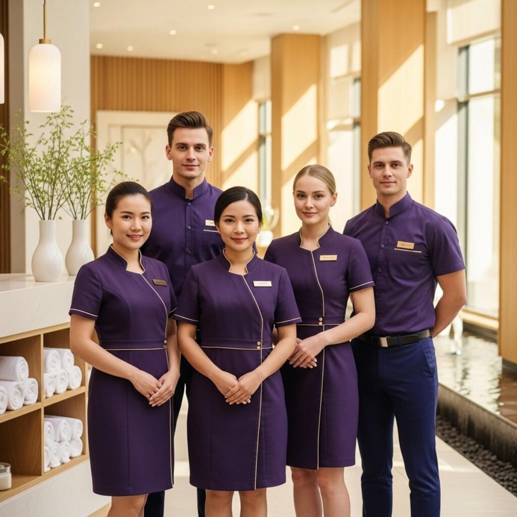 Đồng Phục Spa Màu Tím Nhẹ Nhàng & Sang Trọng
