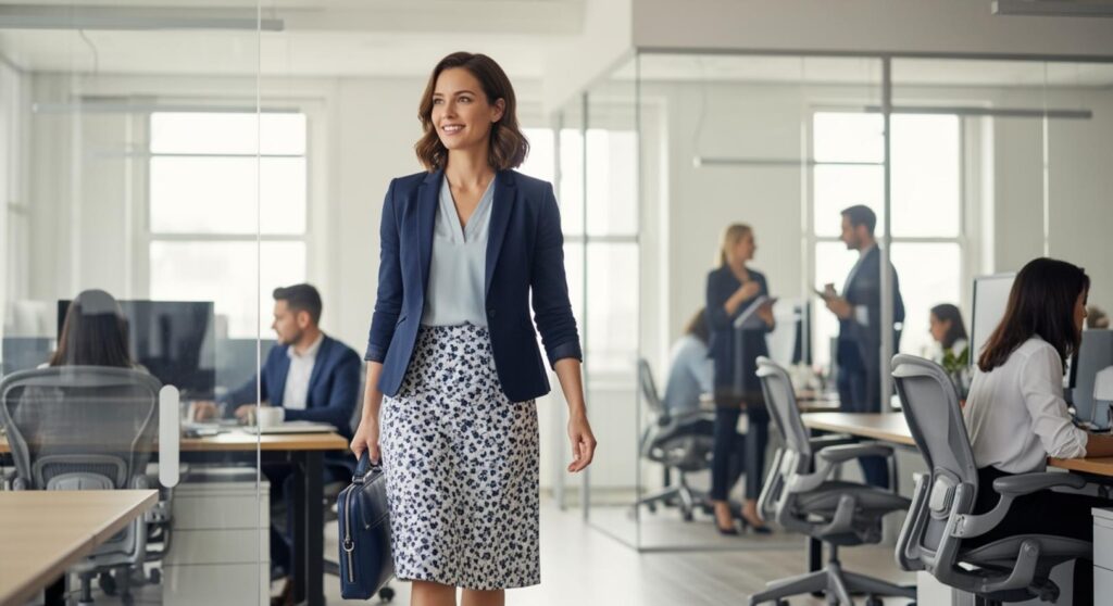 Chân Váy Công Sở Dài Qua Gối Thanh Lịch, Tôn Dáng Chuyên Nghiệp